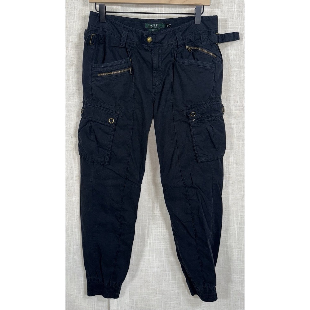 Lauren Ralph Lauren Women's Black‎ Denim Cargo Joggers Size 4 Pants